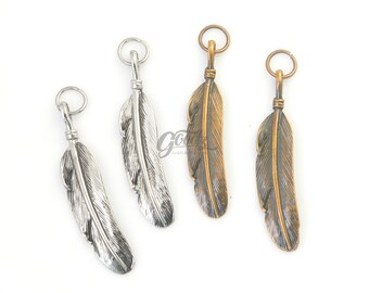 x4Pieces - Pendentif à breloques plume de 58 mm | Gouttes de plumes | de collier | Charms portefeuille en cuir |  Bracelet Pendentif