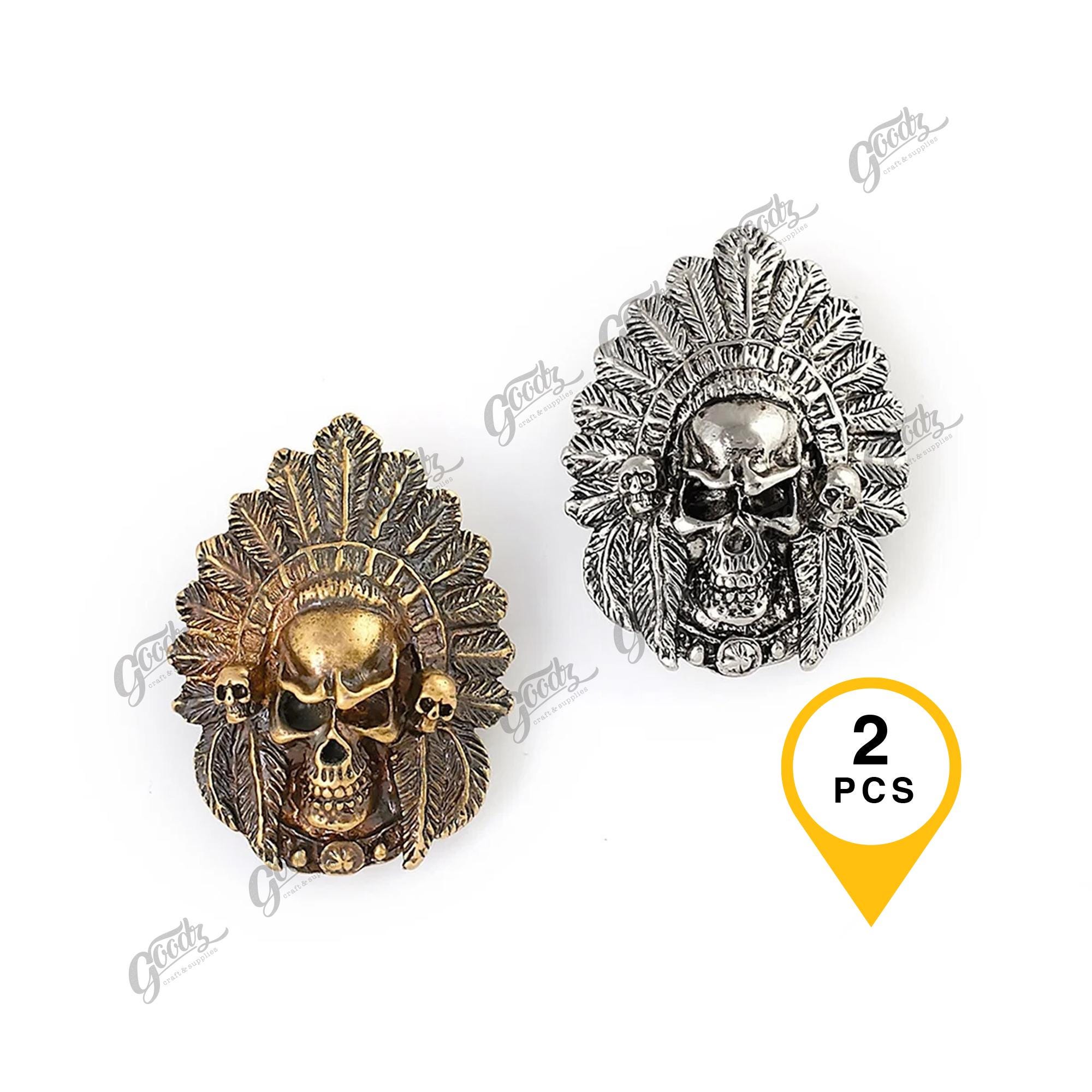 5 Conchos Argentés Tête De Buffle – Accessoires Maroquinerie, Rivetback, Finition Vieil Argent