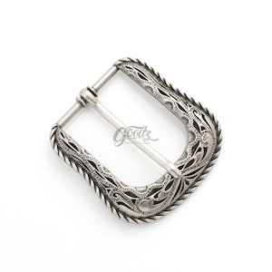 Engraved Antique Silver Cowboy Belt Buckle (38mm)