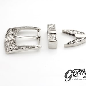 Set of Western Antique Cowboy Belt Buckle | Western Cowboy Buckle | Filigree Buckle | Silver Buckle | Rodeo Buckle.On white background. Product from Goodz Craft Supply.