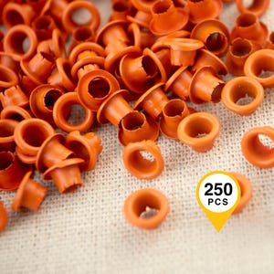 Orange 4mm Metal Grommets: 250pc Leather Craft Eyelets