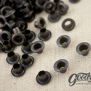 200Pieces MATTE Black Hole round Eyelets 4 mm / Matte Eyelet / Small Grommet image 1