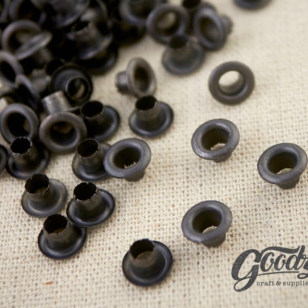 200Pieces  MATTE Black Hole round Eyelets 4 mm / Matte Eyelet / Small Grommet