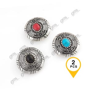 Brincos redondos vintage em prata, 30 mm | Estilo cowboy Navajo do Oeste (2 peças)