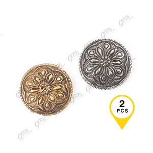 Floral Screw Back Concho Set, x2Pieces - 30mm | Western Leather Leather Craft Hardware