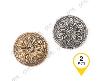 Floral Screw Back Concho Set, x2Pieces - 30mm | Western Leather Leather Craft Hardware