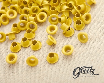 200Pieces Hole round Eyelets 4mm Yellow / Yellow Grommet / Small Eyelet / mini Grommet