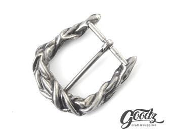 Boucle de ceinture en fil tressé robuste | Ton argent vieilli | Taille du bracelet 1,57 po., 40 mm