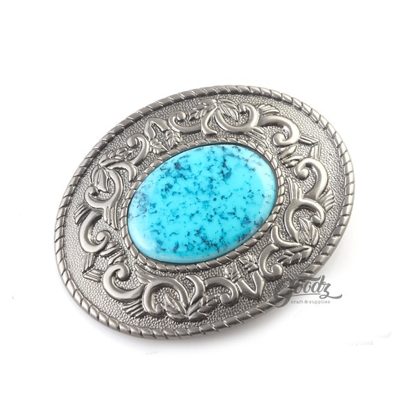 Turquoise Western Belt Buckle | Oval vintage cowboy belt buckle | Western Stone Belt Buckle  | Rodeo belt  | Vintage buckle