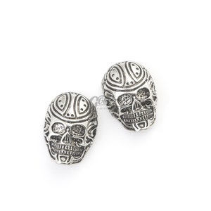 2 conchos de calavera plateados - Decoración de billetera estilo nativo para artesanías de cuero de motociclista