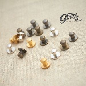 x10Set Rivetti con perno Sam Browne in ottone con testa da 5 mm/Perni a vite/Perno con testa a sfera/Perno a bottone/Perno piccolo