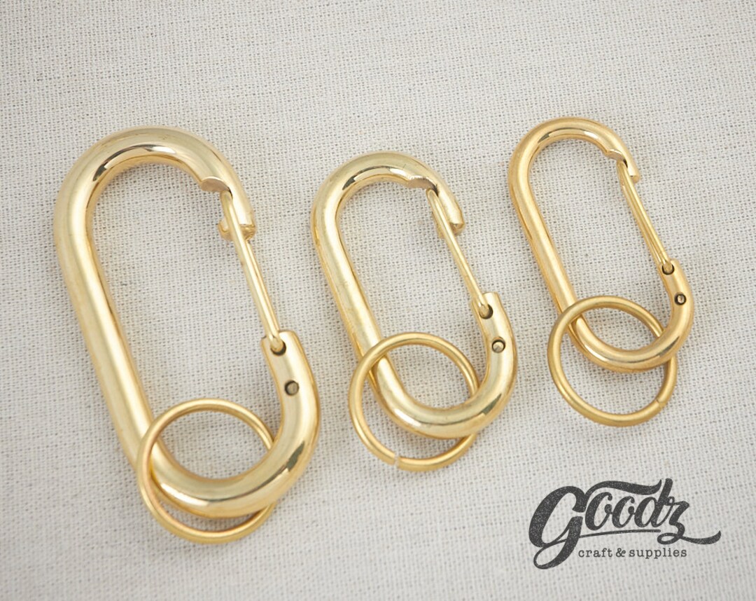 Solid Brass Hook Keychain Leathercraft Accessory Carabiner Etsy
