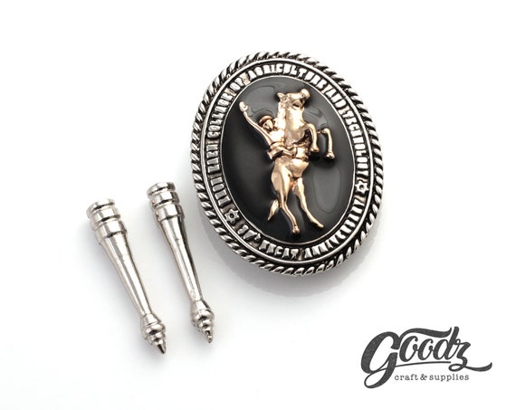 Attache De Cravate Bolotie USA Vintage - Motif Têtes De Chevaux, Argenté, Style Western - Clip Métal