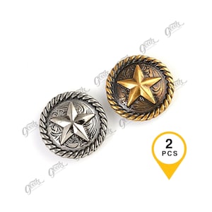Concho a stella rotondo, 30 mm (1 1/4") / Concho con chiusura a vite / Rivetto a perno in stile nativo americano / Concho per lavorazione della pelle