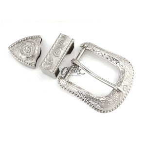 1.57&quot;, 40mm Western Style Polished Belt Buckle Set | Silver Cowboy Buckle | Filigree Rodeo Buckle | Men&#39;s Buckle