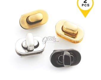 Mini Ellipse Twist Turn Lock ,x2 Sets - 24mm | Metal Locks Closure Hardware, Purse Bag Clasp