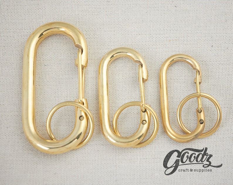 Solid Brass Hook Keychain Leathercraft Accessory Carabiner Etsy