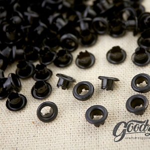 x200 Stück 4 mm Schwarze runde Metalltülle | Leder Craft Öse | Öse für Tag Label Mehrere Farben