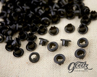 200Pieces Black Hole round Eyelets 4mm Inner Diameter / Small Grommet / Black Eyelet / Black Grommet