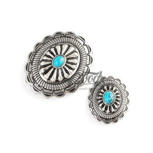 x2 piezas de conchos ovalados de color azul turquesa / Conchos vintage de tamaño L a M con parte posterior atornillada / Conchos de cuero / Conchos decorativos / Conchos de billetera