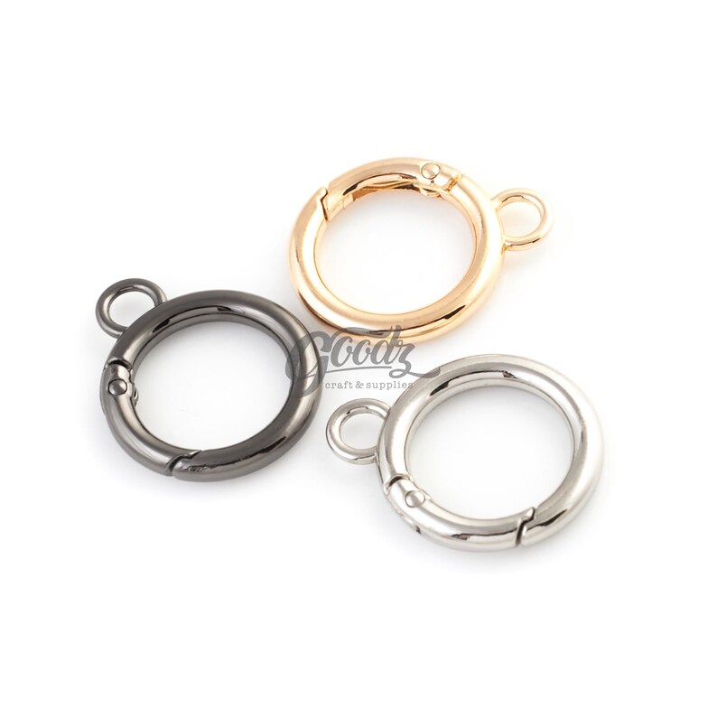 Mini fjäderlåsring med snäppfäste och ögla, 6 st | Litet O-ringsspänne | Berlockkoppling | Nyckelringsdetaljer bild 3