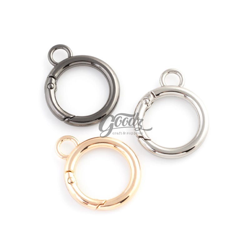 Mini fjäderlåsring med snäppfäste och ögla, 6 st | Litet O-ringsspänne | Berlockkoppling | Nyckelringsdetaljer bild 4