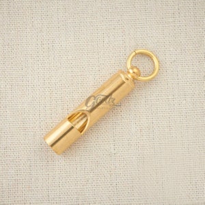 40mm Raw Brass Whistle Keychain  | Survival Hiking Accessory