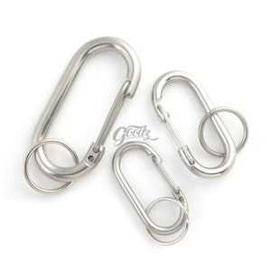 Edelstahl Karabinerhaken Schlüsselanhänger | Karabiner-Schnappverschluss | Gürtelschlaufe, Taschenkarabiner | Ovaler versilberter Karabinerhaken