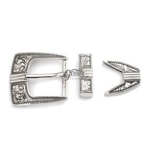 Set of Western Antique Cowboy Belt Buckle | Western Cowboy Buckle | Filigree Buckle | Silver Buckle | Rodeo Buckle.On white background. Product from Goodz Craft Supply.
