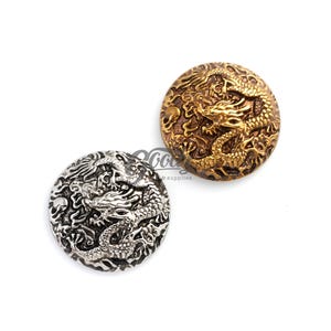 1-3/8インチ、35mmドラゴンラウンドスクリューバックコインコンチョ×2個 - バイカーレザークラフト用ネイティブスタイルウォレット装飾
