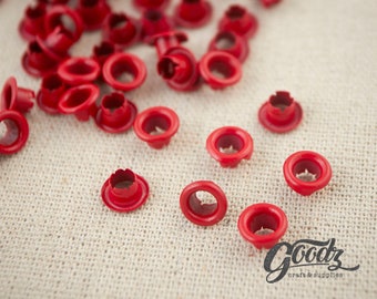 200Pcs Hole round Eyelets  4mm  RED matte / Red Grommet / Small Eyelet / 4mm Grommets