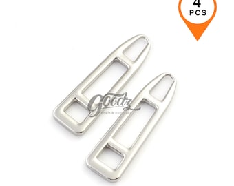 Silver Zipper Puller Tab Replacement , 59mm Length | Polished Metal Zipper Slider for Bag - Jacket
