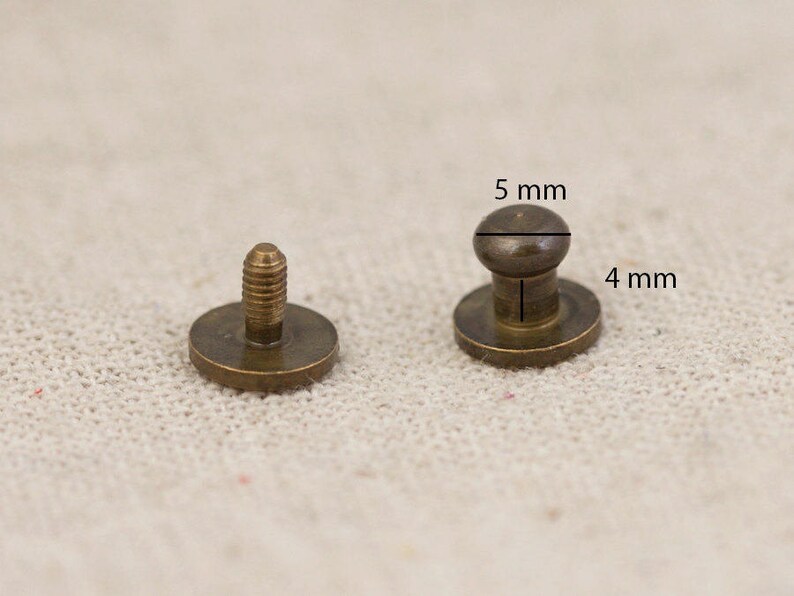 10Sets 5mm Brass Sam Browne Stud Screw studs Brass Rivet Etsy