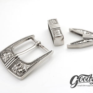Set of Western Antique Cowboy Belt Buckle | Western Cowboy Buckle | Filigree Buckle | Silver Buckle | Rodeo Buckle.On white background. Product from Goodz Craft Supply.