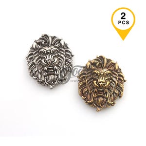 Lion Head Screw Back Concho , x 2 Pieces - Native Style Wallet Decor for Biker Leather Crafts
