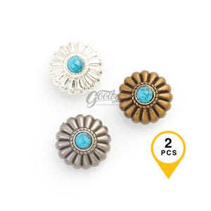 Niedliche Runde Concho Knöpfe 16 mm: Silber, Mattsilber, Antik Messing (2 Stück)