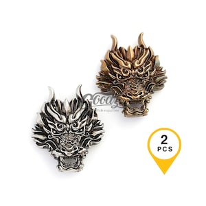 Leren ambachtelijke concho met drakenkopschroef, 2 stuks - portemonneeconcho in inheemse stijl