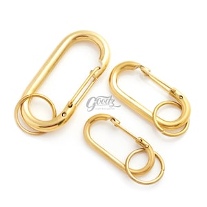 Raw Brass Oval Spring Snap Carabiner Keychain | Leather Craft Key Hook - Assorted Sizes