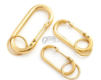 Solid Brass Carabiner Hook Keychain Leather craft Accessory | Carabiner Clip - Key Hook | Brass Keychain | Assorted sizes