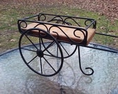 Metal Wood Cart Plant Holder Table Display Rack Stand Home Decor Sculpture