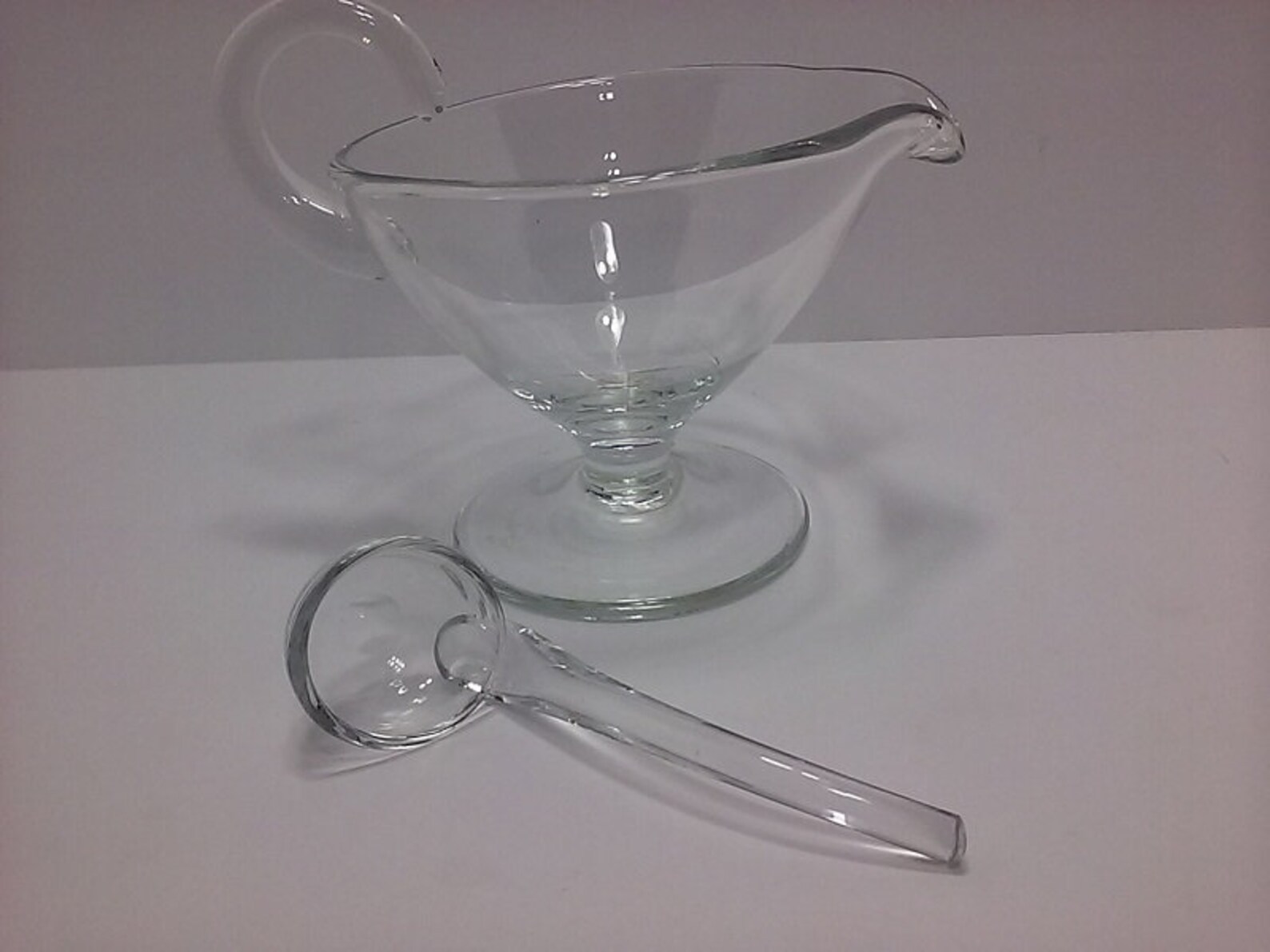 Glass Gravy Boat 10 Oz W/ Spoon Ladle Crystal Clear W/ Sticker Etsy