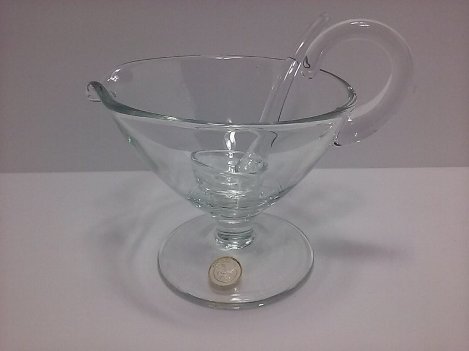 Glass Gravy Boat 10 Oz W/ Spoon Ladle Crystal Clear W/ Sticker Etsy