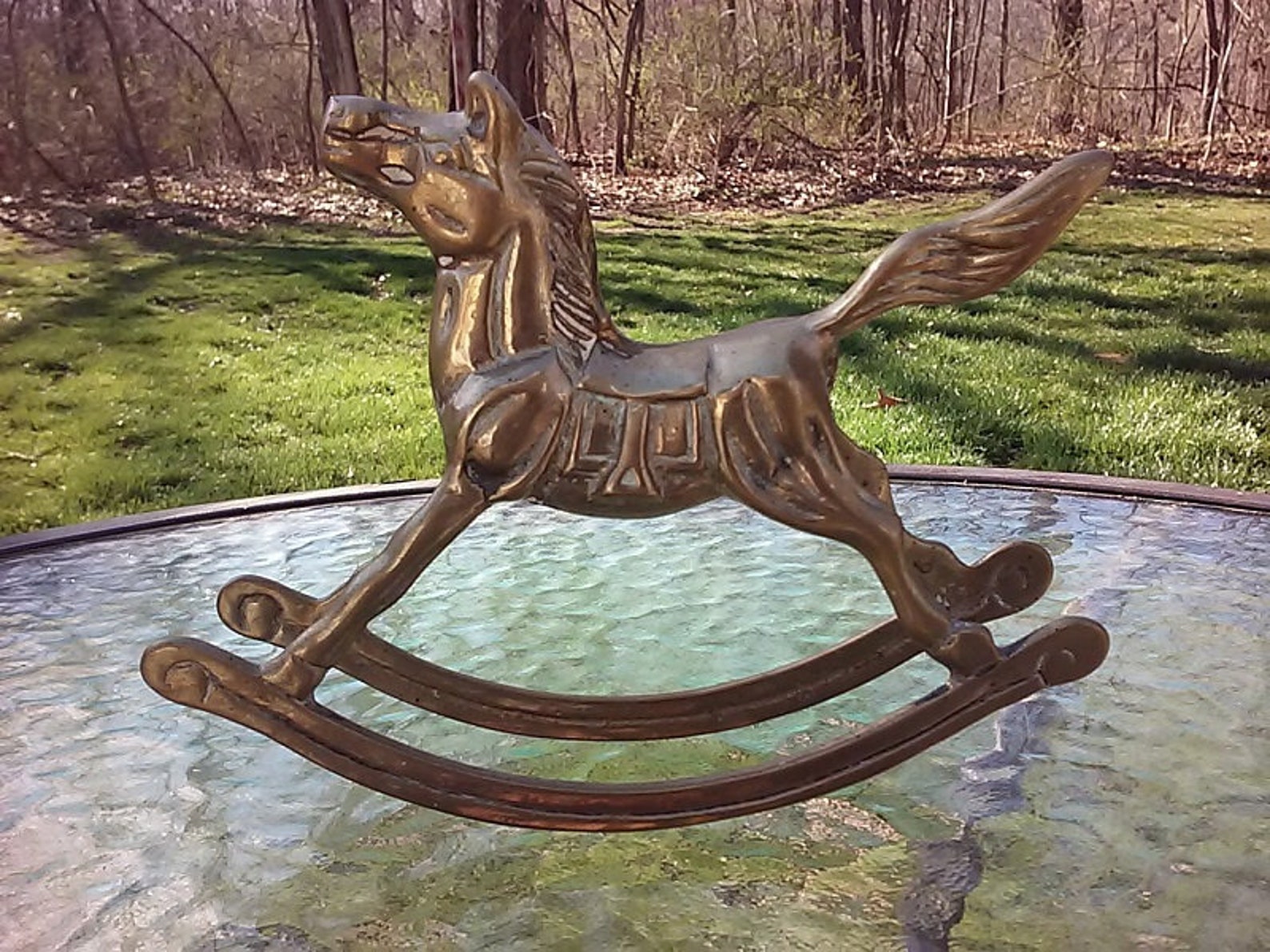 Vtg Solid Brass 7 Long Metal Rocking Horse Sculpture Etsy