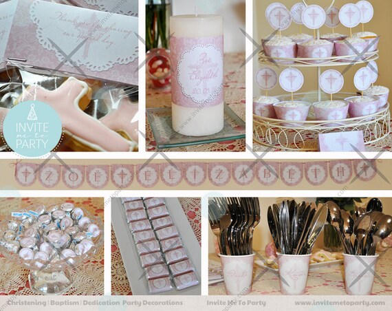 Christening Party Decoration Printables Baptism Dedication Etsy