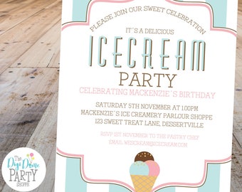 icecream invitation etsy