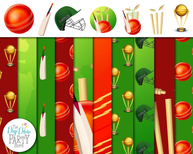 Cricket Match Digital Scrapbooking Value Kit. Instant Download Etsy