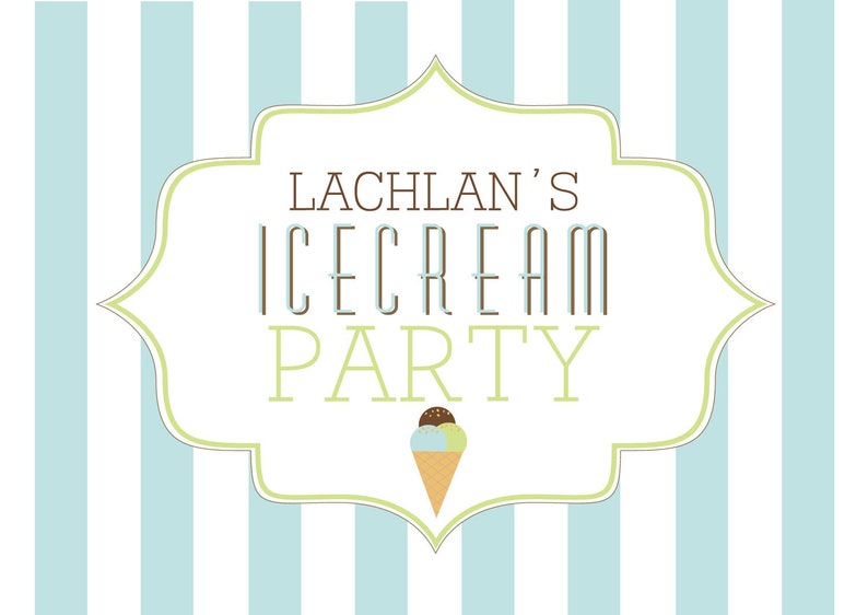 Mint Green and White Instant Download Boys/' Birthday Parties Ice Cream Parlor Party Printable Backdrop Template A0 Size