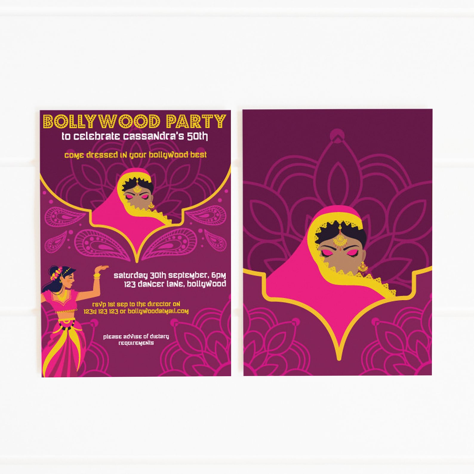 Editable &amp; Printable Bollywood Party Invitation Template | Etsy