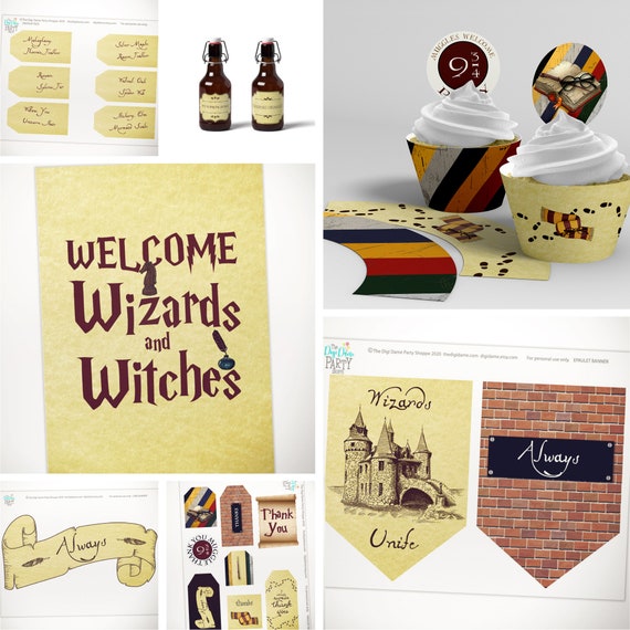 Printable Wizard School Party Decor Value Pack, 26pcs - Instant Download NOT Editable - Kids/Adults Birthday Parties Il_570xn