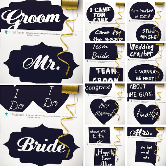 Ready To Print Wedding Photo Booth Props Printable Funny Speech Bubbles Black And White Instant Download And Print By The Digi Dame Party Shoppe Catch My Party